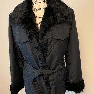 Rare Zara Stylish black jacket with Genuine Fur Size M